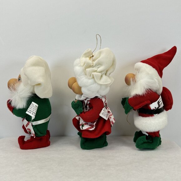 Vintage Santas Best Rennoc Santakins Christmas Elf Gnome Ornaments Set Of 3 - Picture 5 of 15